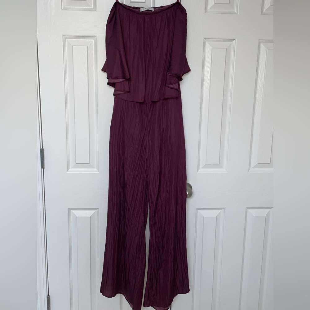 Women’s Mustard Seed Strapless Jumpsuit with Open Back Detail in Plum Color